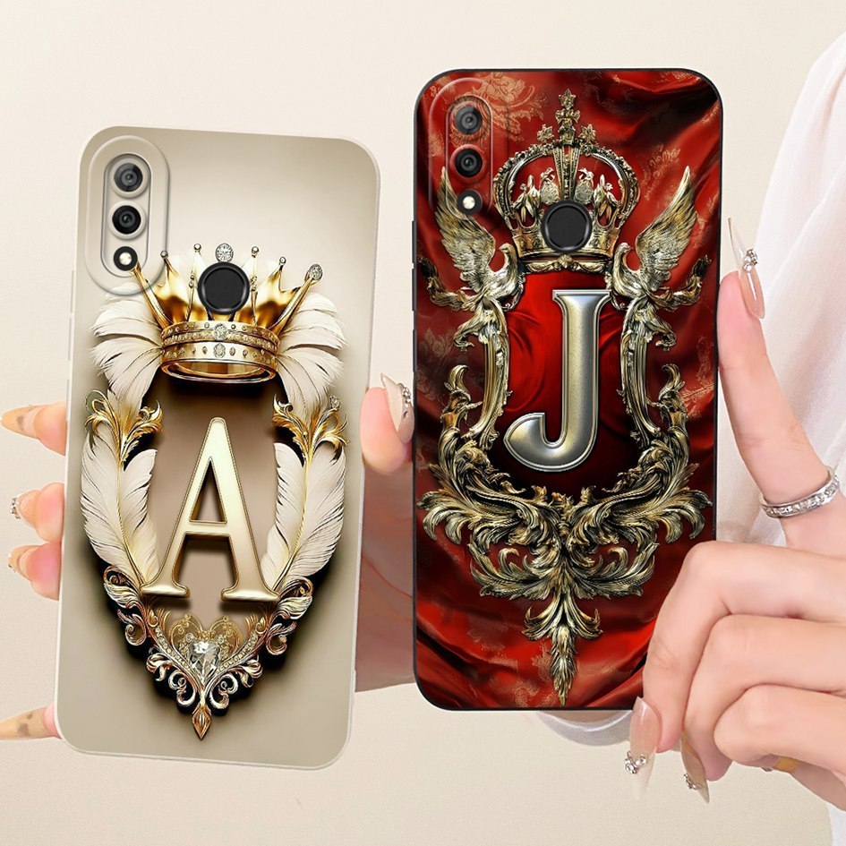 สําหรับ Huawei Y9 2019 ปลอก JKM-LX1 JKM-LX2 JKM-LX3 กันกระแทกแฟชั่นตัวอักษรเริ่มต้นซิลิโคน TPU คู่เค