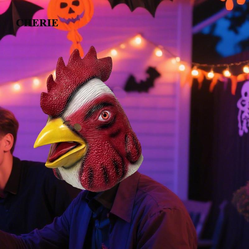 [Chery] Rooster Head Mask Chicken Costume Head Cover for Dress up Christmas Carnival