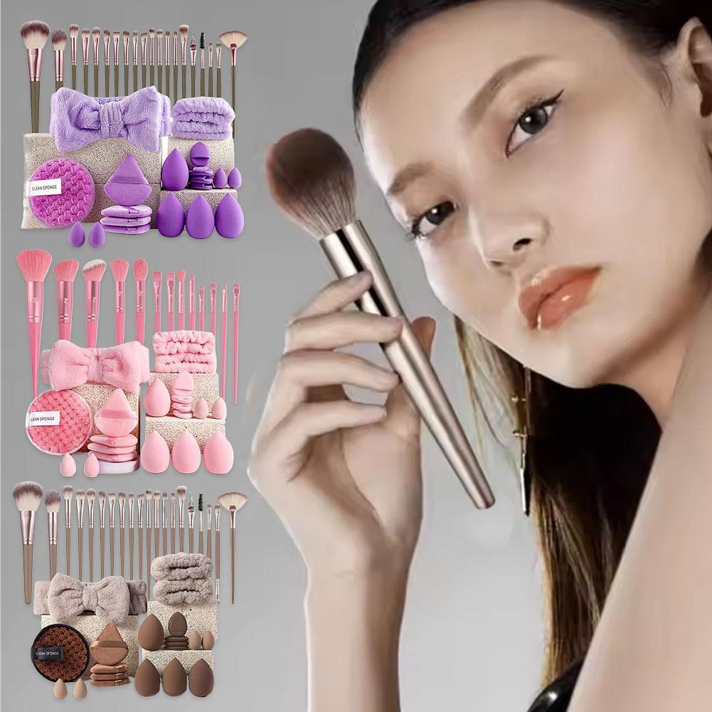20/แปรงแต่งหน้าและชุดฟองน้ําชุดแปรงแต่งหน้าพร้อม Beauty Egg Flat Top Face Soft T3u2