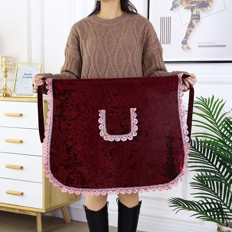 High-End Golden Velvet Oil-Proof Skirt Chef Thin Style Household Wedding Hotel Must-Have 1.14