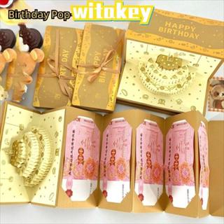 WITAKEY เค้กวันเกิดซองจดหมายสีแดงเพลงแสงการ์ดอวยพรซองจดหมายส…