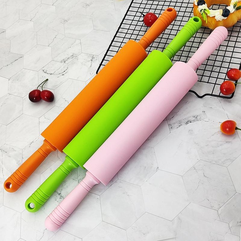 (ส่วนลดสูง)oyalking.th ซิลิโคน Rolling Pin Non-Stick DIY Dumpling Roller ขนมปังคุกกี้ Rolling Pin