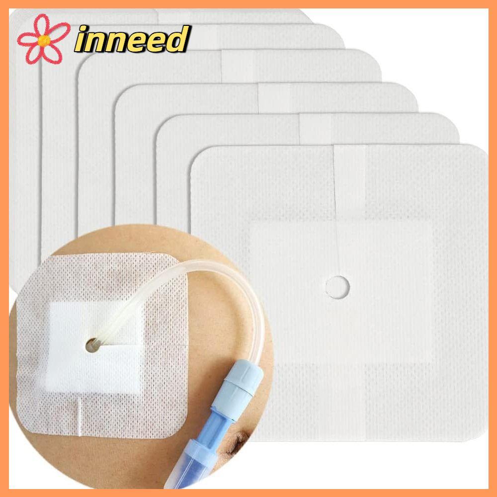INNEED 10 ชิ้น Feeding Tube Pad, ผ้าพันแผลแผล Gtube Supplies Chest Catheter Cover, ทนทานอุปกรณ์ไตเที