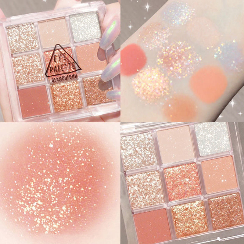 [คลังสินค้าพร้อม] JADED Jiada 9 Color Eyeshadow Palette ins Super Hot Glitter Pearlescent Matte Eart