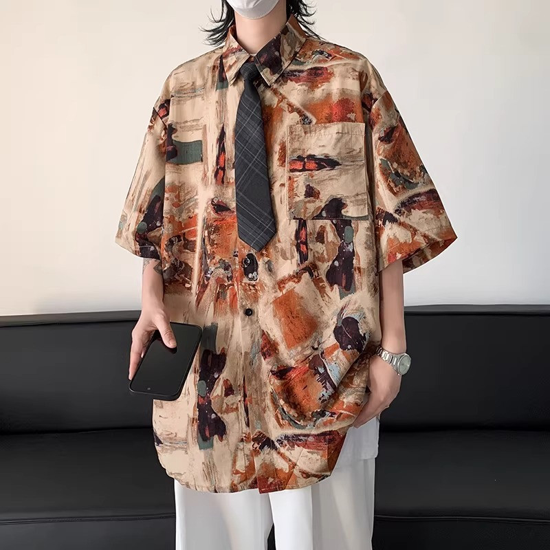 เสื้อสเวตเตอร์แขนสั้นพิมพ์ลายวินเทจจาก PAUL FITZGERALD เหมาะทั้งผู้ชายและผู้หญิง