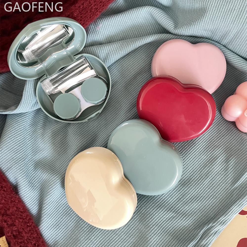 GAOFENG Mini Heart Shape คอนแทคเลนส์ กล่องพิเศษสำหรับการดูแล มาพร้อมกระจก J1P6