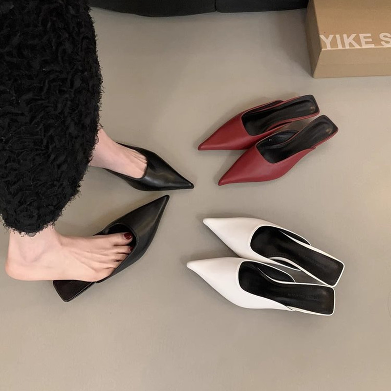 จัดส่งในวันเดียวกัน Pointed Toe Pumps Heels Female Temperament Niche High Heels