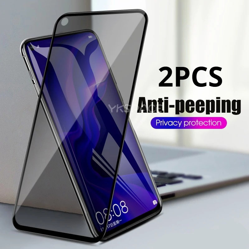 1-2 ชิ้น Anti Spy กระจกนิรภัยสําหรับ Wiko View5 View4 Lite Plus ความเป็นส่วนตัวสีดําขอบป้องกันหน้าจอ