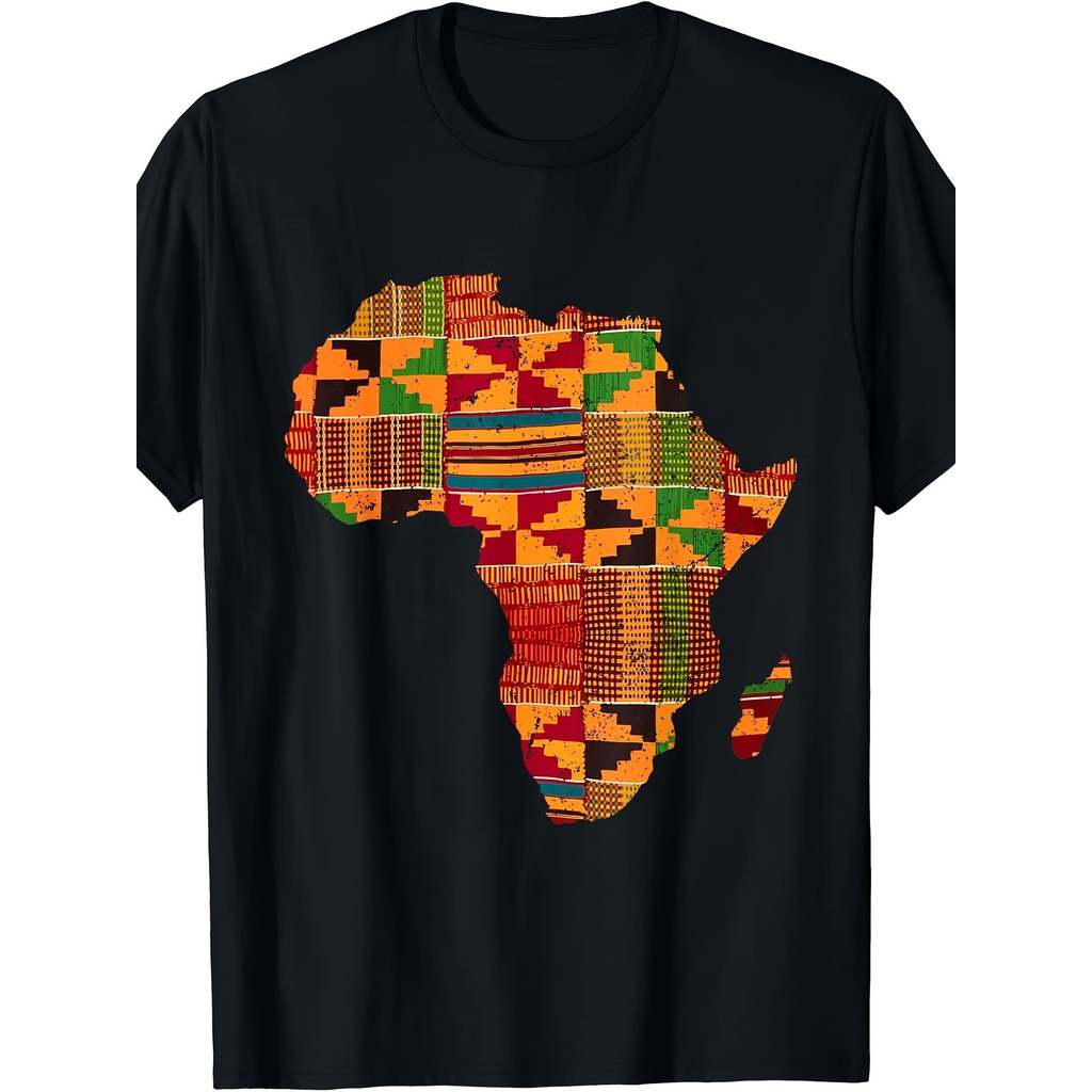 Cool Africa Map Kent Cloth T-Shirt - Unique African Design - For Men & Culture Buffs