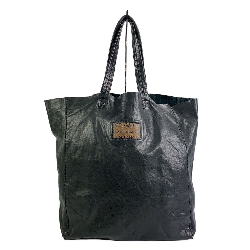 Dolce & Gabbana Tote Bag Purse leather BLK plain Direct from Japan Secondhand