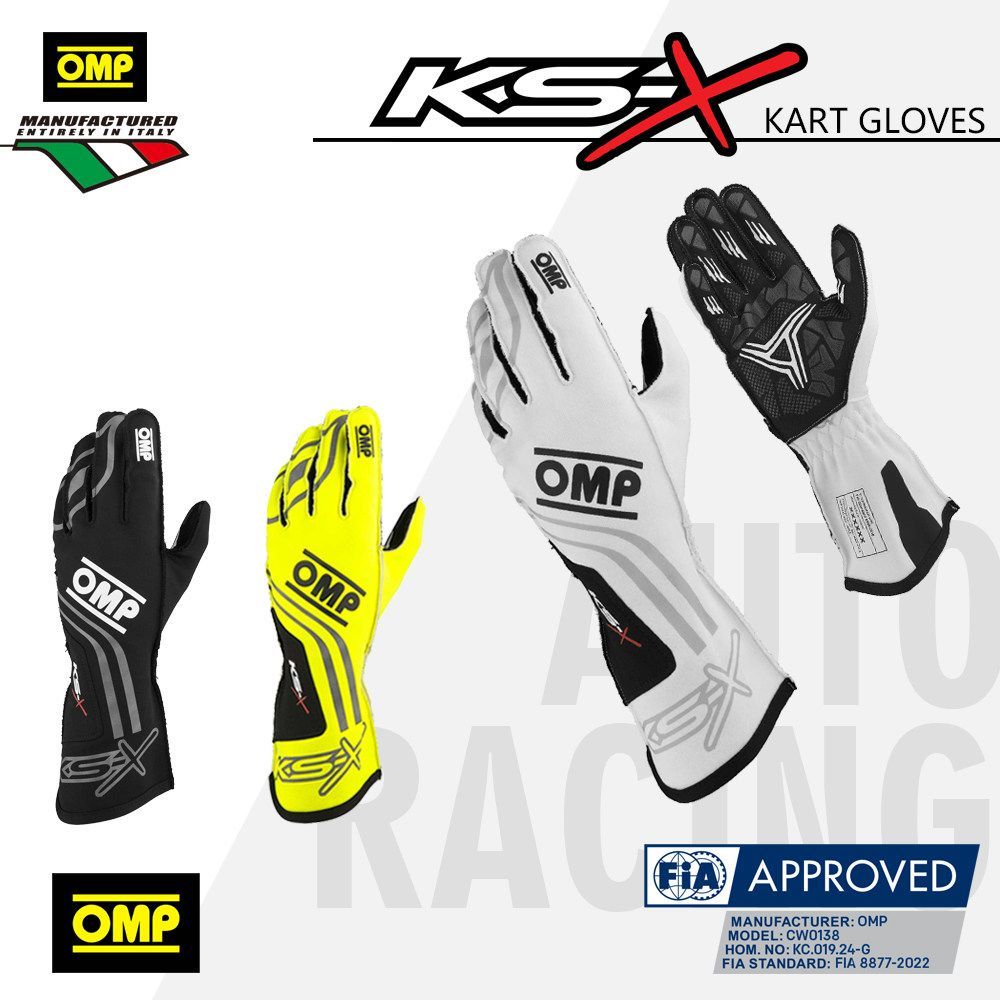 OMP Kart Gloves KS-X อิตาลีโรงงานเดิม FIA8877-2022 Certification Outer Stitching Racing Gloves