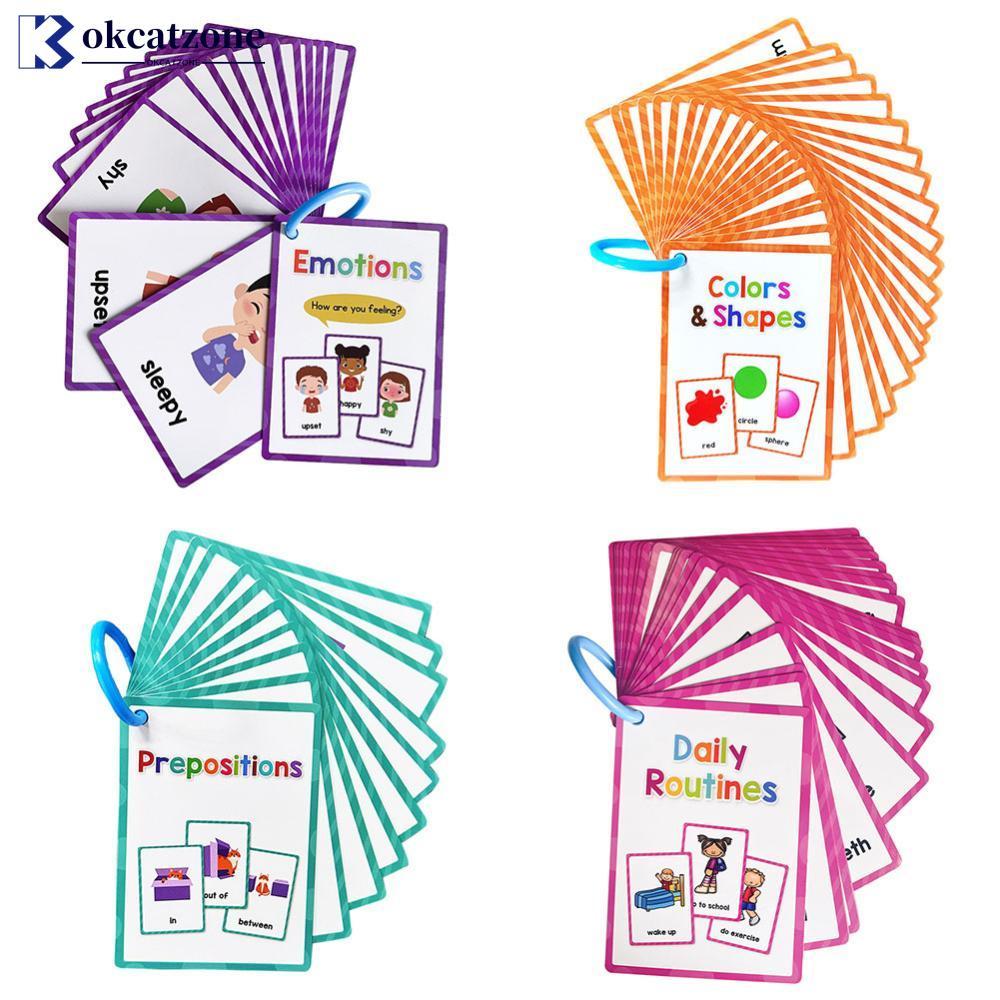 OKCATZONE Interactive Double Side Montessori คําศัพท์ภาษาอังกฤษ Flashcards เด็ก Early Education โรงเ