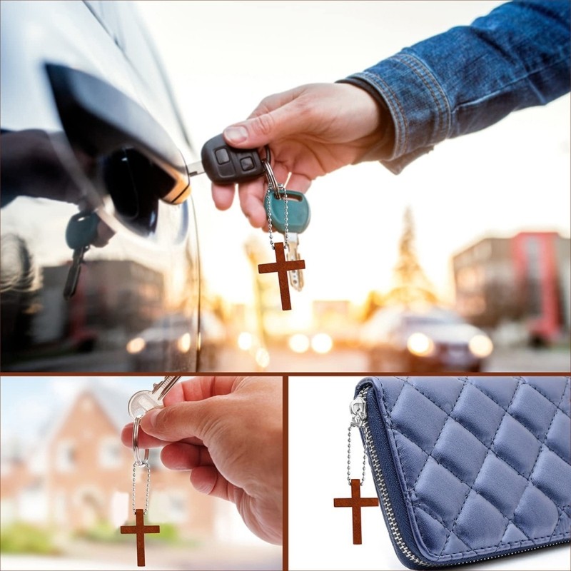 BTF 100 ชิ้นน้ําหนักเบา Crucifix พวงกุญแจลูกปัดแขวนสําหรับทุกวันสวมใส่ผู้ใช้ที่เป็นมิตรจี้ Charm