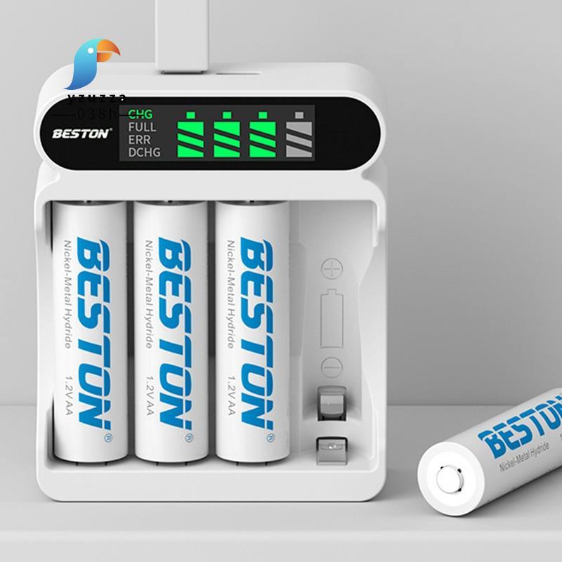 [ส่วนลด Y3] C9023L 4-Slot จอแสดงผล LCD Fast Charging Charger สําหรับ AA/AAA 1.2V Ni- แบตเตอรี่ชาร์จร