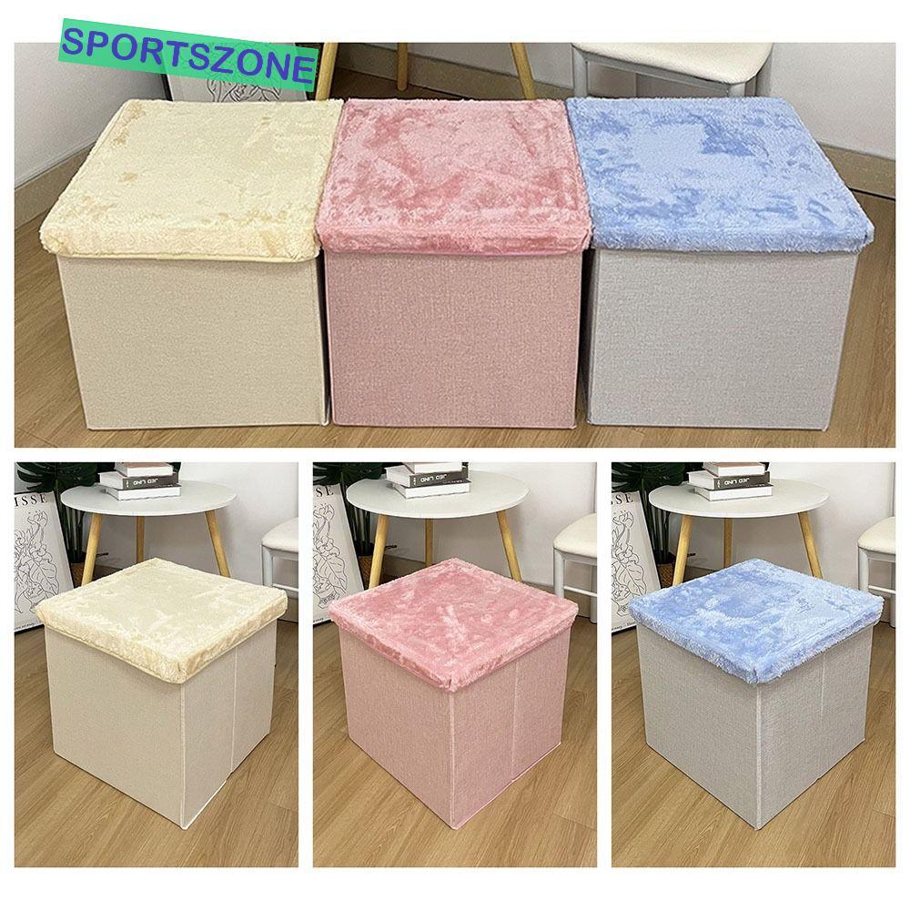 SPORTSZONE ที่นั่งพับได้ Ottoman, Multi-Functional Space Saving Storage Ottoman, Folding Design Soli