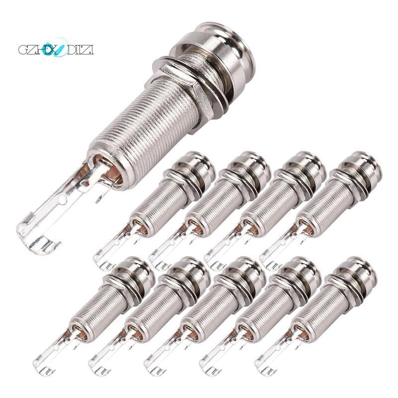 Gzhxdiizi10PCS Guitar Pickup Endpin Output Jack Strap Lock Chrome