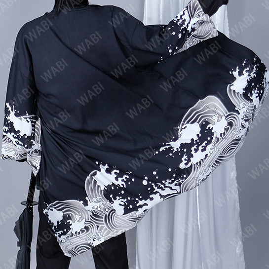 จีน Loong พิมพ์รถ Daigan Harajuku สไตล์ยาวชุดกิโมโนหญิงญี่ปุ่นชาย street นักรบบทบาทเล่น Yukata top O