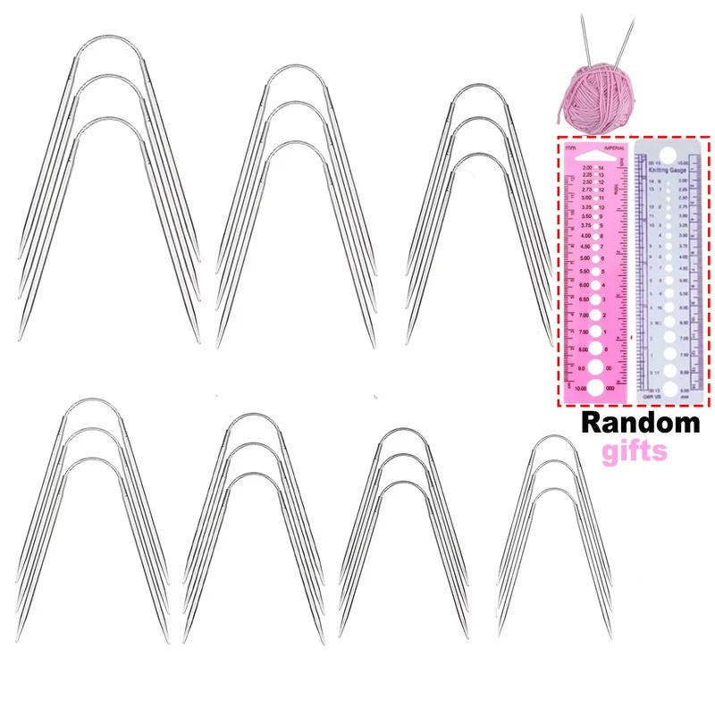 21pcs Circular Knitting Needles Set,Stainless Double-Pointed Metal Crochet Needles Set Knitting Need