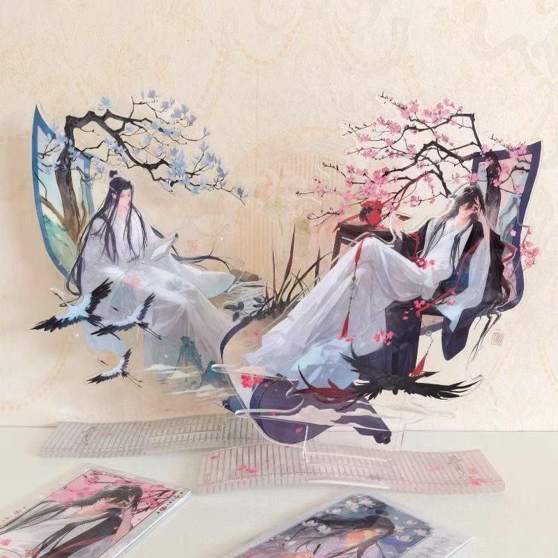 Mo Dao Zu Shi ภาพวาดเลื่อนอะคริลิคขาตั้ง Wei Wuxian รูป Lan Wangji จอแสดงผลอะนิเมะสินค้าคอลเลกชันโต๊ะเครื่องประดับตกแต่ง