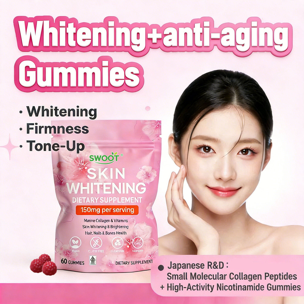 การรับรอง FDA ฮาลาล 60 ชิ้น丨อาหารเสริมคอลลาเจน กัมมี่丨 กัมมี่เรืองแสง ต่อต้านริ้วรอย ผิวขาว นิโคตินา