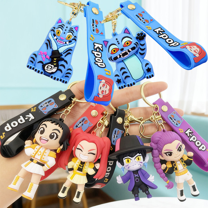 พวงกุญแจ KPop Demon Hunters Action Figure Rumi Zoey Mira Tiger Derpy‌ การ์ตูนจี้เครื่องประดับรุ่นสะสมของเล่นสําหรับของขวัญเด็กพวงกุญแจ