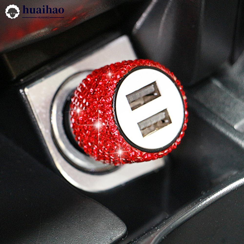 HUAIHAO Diamond Dual USB Port ชาร์จ 2 in 1 Car Charger Safety Hammer Design แบบพกพา O5U1