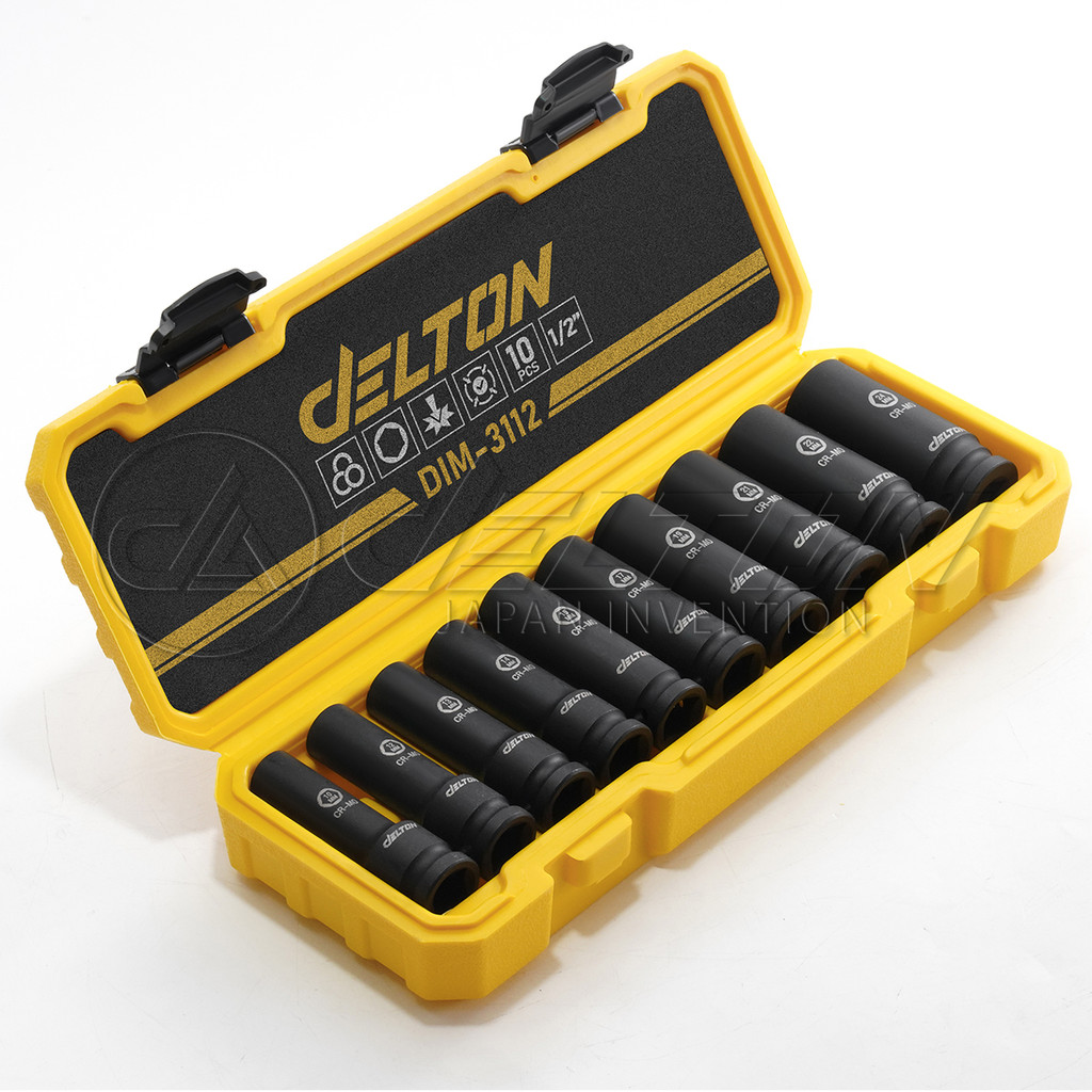 DELTON ชุดลูกบล็อกกระแทกยาว ขนาด 1/2 นิ้ว (4 หุน) จำนวน 10 ชิ้น รุ่น DIM-3112 พร้อมกล่องพลาสติกกันกระแทกอย่างดี ราคา ถูกที่สุด ดีลบีเคเค แกลเลอรีภาพที่ 3