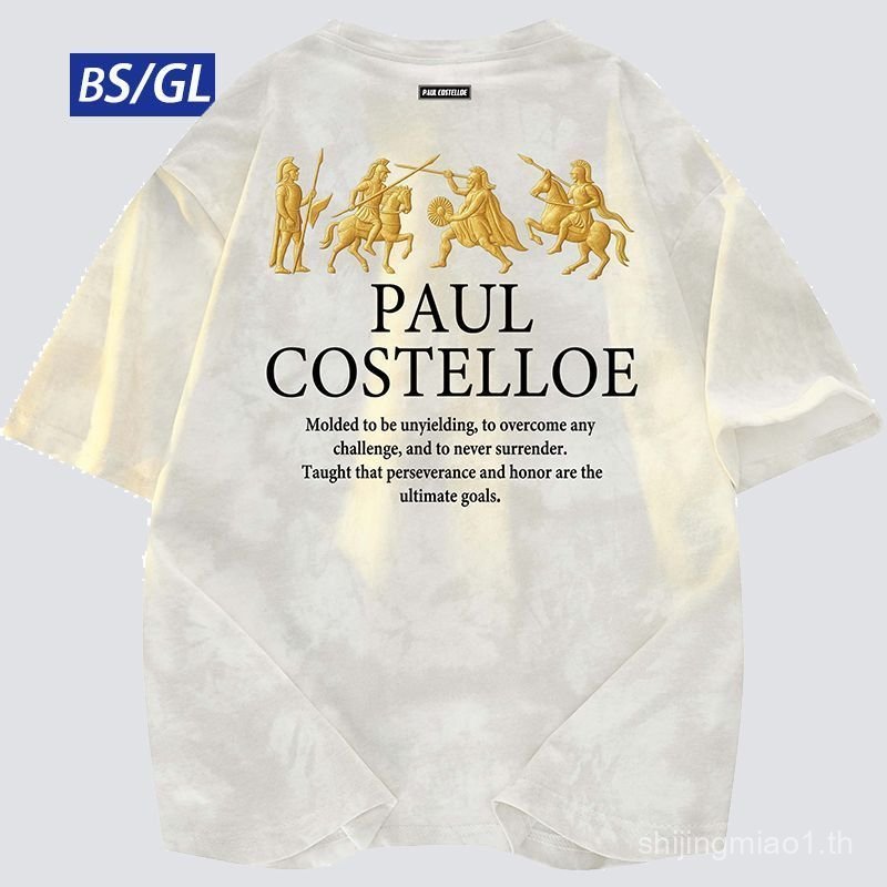 BSG Spartan อิมิตейชันเสื้อยืดแขนสั้นผู้ชาย ออกแบบคล้ายปักลายอัศวิน มีระบบระบายอากาศที่รอบคอ และดีไซ