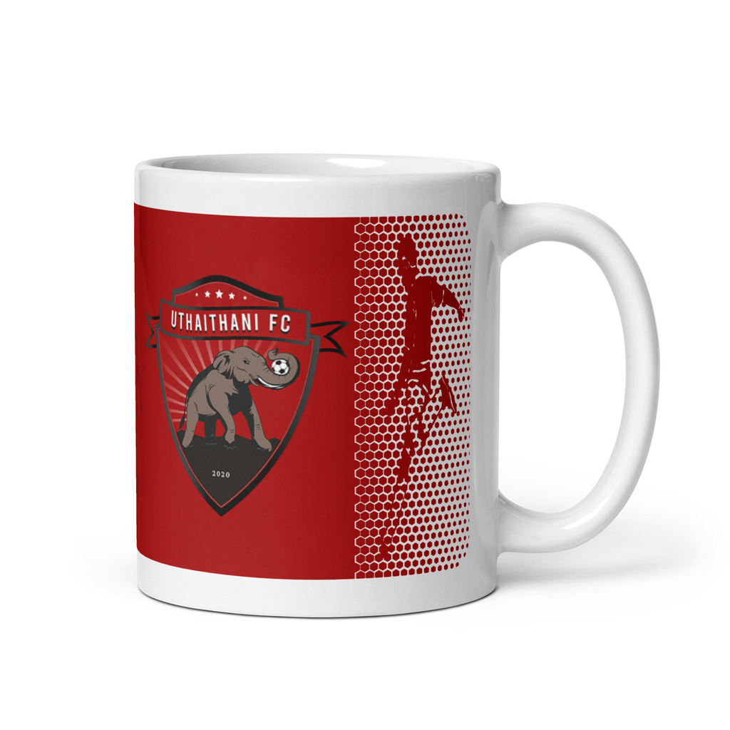 คูลเลอร์คิง Uthai Thani FC V2 แก้วกาแฟ 11 ออนซ์ สีขาว – เหมาะสำหรับชา กาแฟ และของขวัญ ของที่ระลึก
