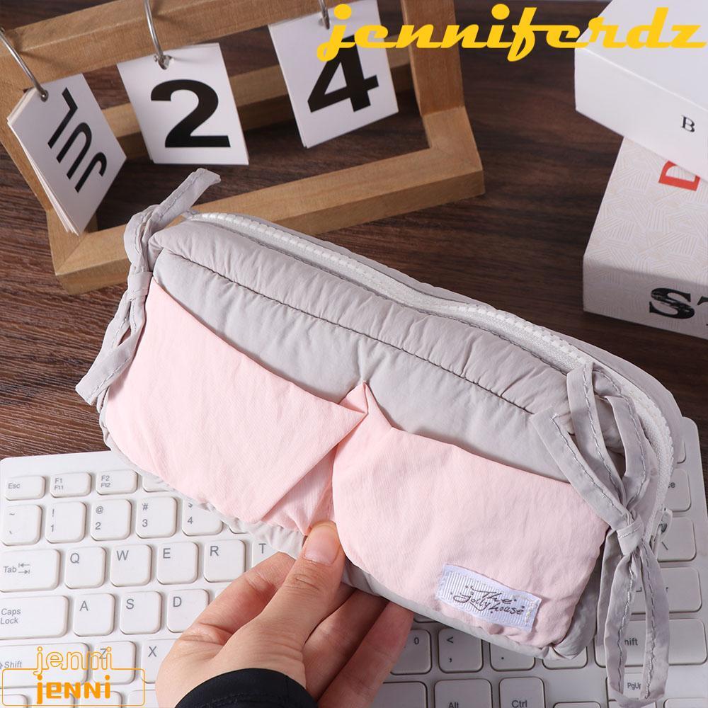 JENNIFERDZ Y2K Bow กระเป๋าเครื่องเขียน, Bowknot Desktop Storage กล่องดินสอเกาหลี, น่ารักขนาดใหญ่ความ