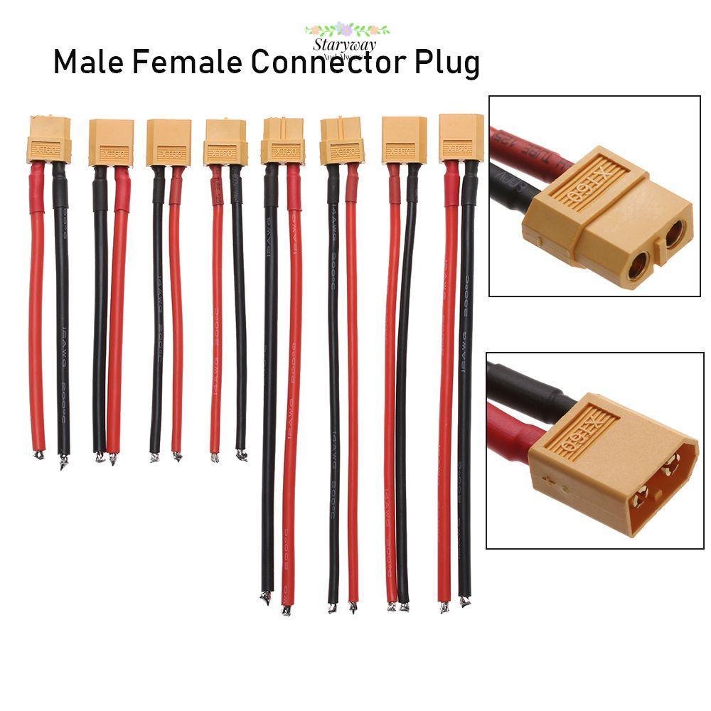 STARYSWAY XT60 ปลั๊กขั้วต่อ 12 AWG/14 AWG สายไฟคุณภาพสูงอะไหล่หญิง/ชาย
