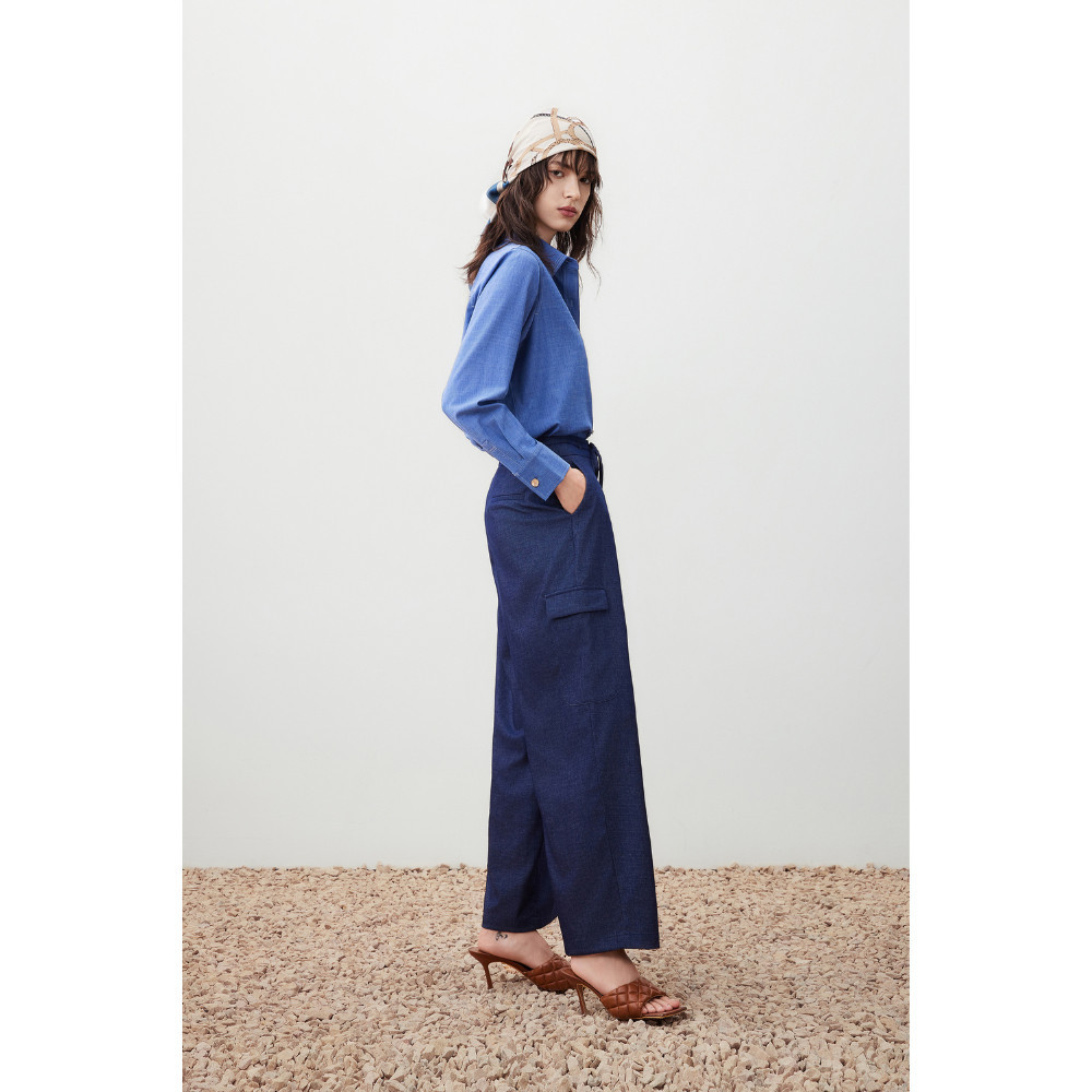 G2000 กางเกงขายาวสำหรับผู้หญิง Wide leg ทรง Wide leg รุ่น 5626123778 สีเดนิม - รูปที่ 3