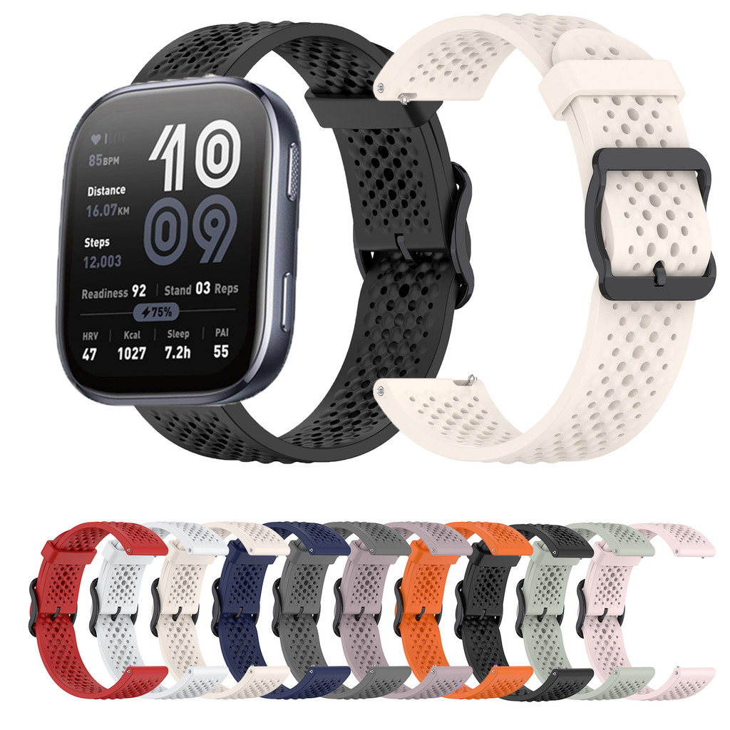 สายรัดซิลิโคนอ่อนนุ่มระบายอากาศได้สําหรับ Huami Amazfit Bip6 Bip5 Bip3 Bip 3 5 6 Lite SU Pro Unity สายรัดข้อมือสร้อยข้อมือผู้ชายผู้หญิงกีฬาสายนาฬิกากันน้ํา