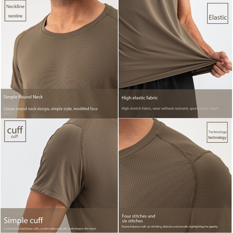 เสื้อยืดสำหรับผู้ชาย ฤดูร้อน: แห้งไวและระบายเหงื่อดี เหมาะสำหรับการออกกำลังกายกลางแจ้ง ราคา ถูกที่สุด ดีลบีเคเค แกลเลอรีภาพที่ 5