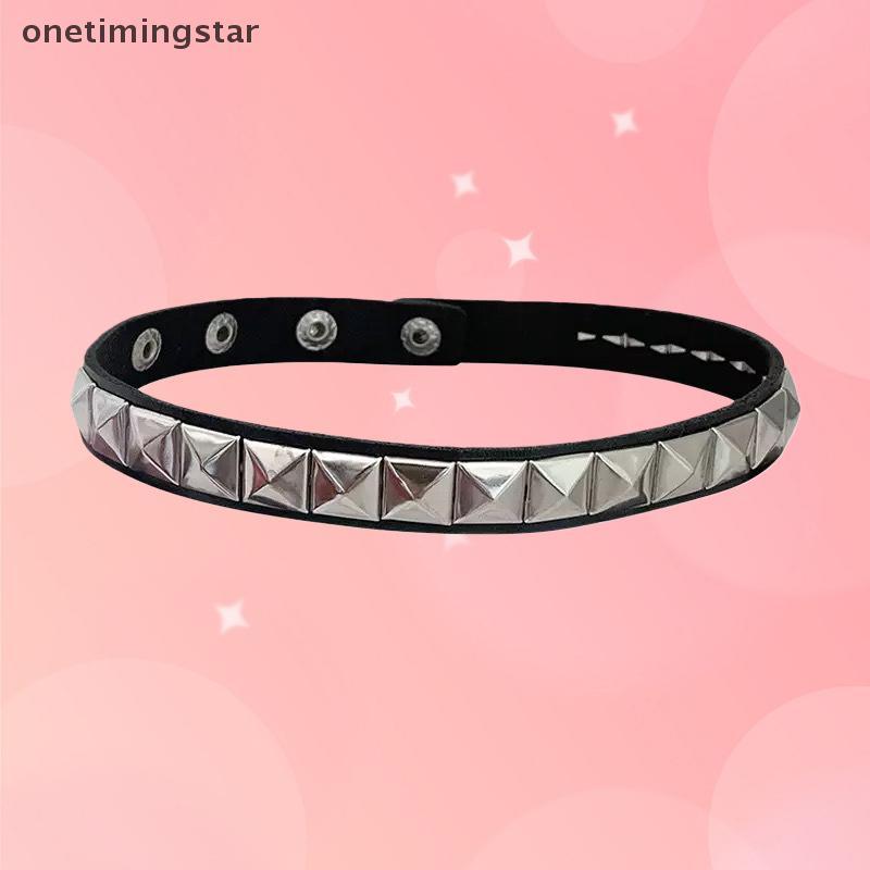 Onetimingstar Bla PU หนังสแควร์ Rivets Gothic Punk Chokers Collar Choker Nelace สําหรับ Goth เซ็กซี่