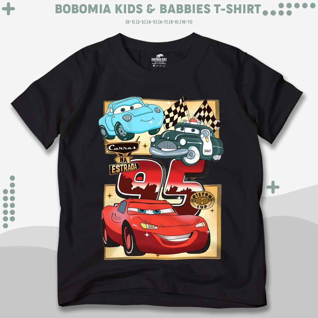 เสื้อยืดเด็กรถยนต์ 95 แสง McQueen | Distro Clothes for Baby Boys (100-150cm) - Kids Tshirt Tops K124