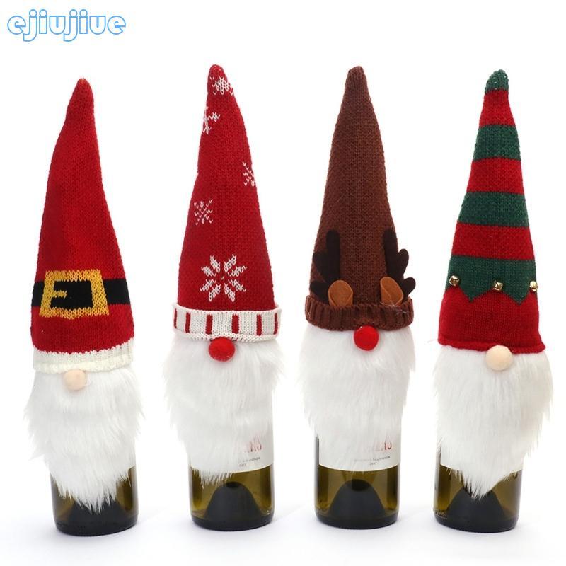 Cc Christmas Gnome ขวดไวน์ถัก Gnome อุปกรณ์ตกแต่งเครื่องประดับ