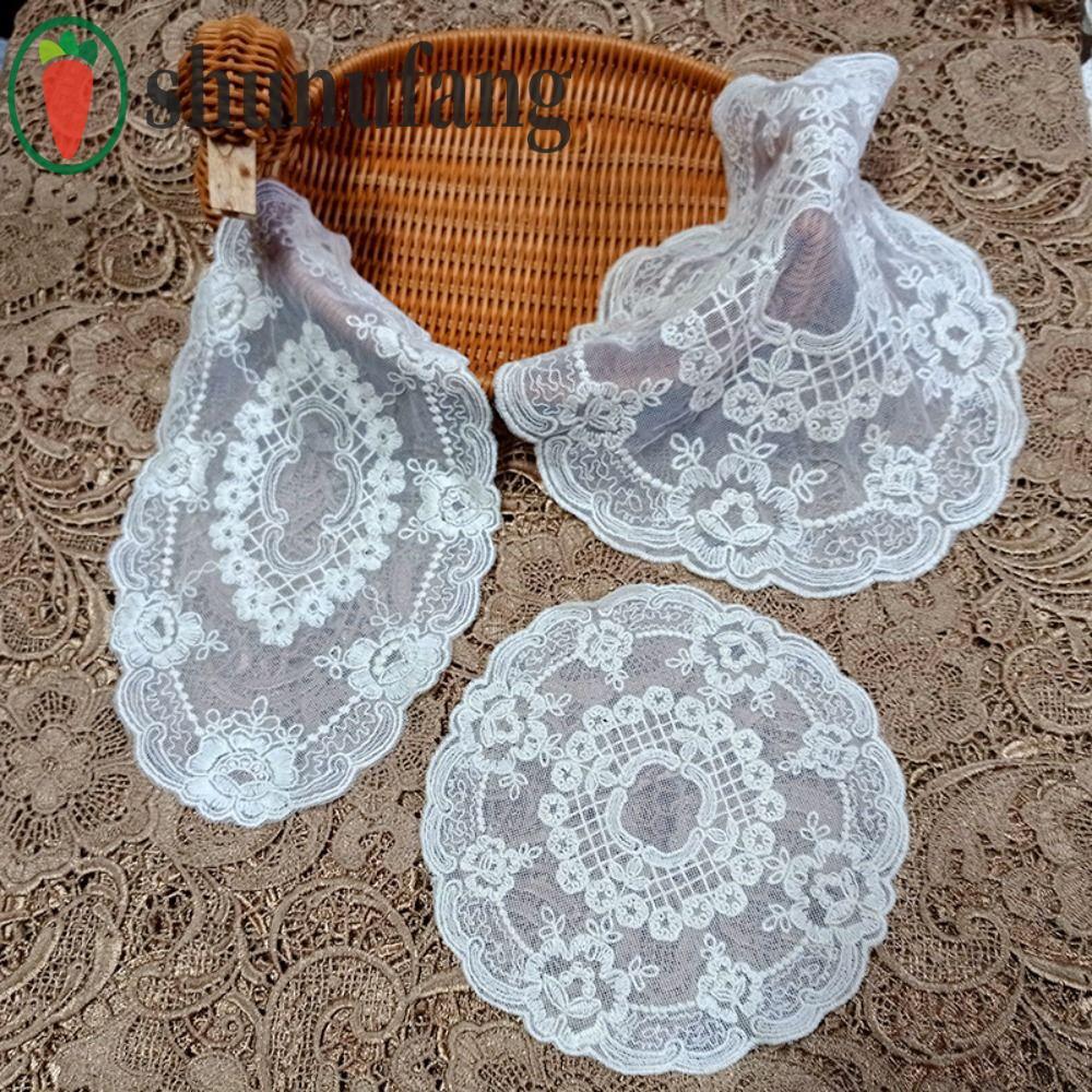 แผ่นรองจานปักลูกไม้ UNUF, ที่รองแก้วสีขาวทรงกลม, ดอกไม้ปักกลวงดอยลี่แผ่นรองแก้วที่ละเอียดอ่อนตกแต่งโต๊ะ