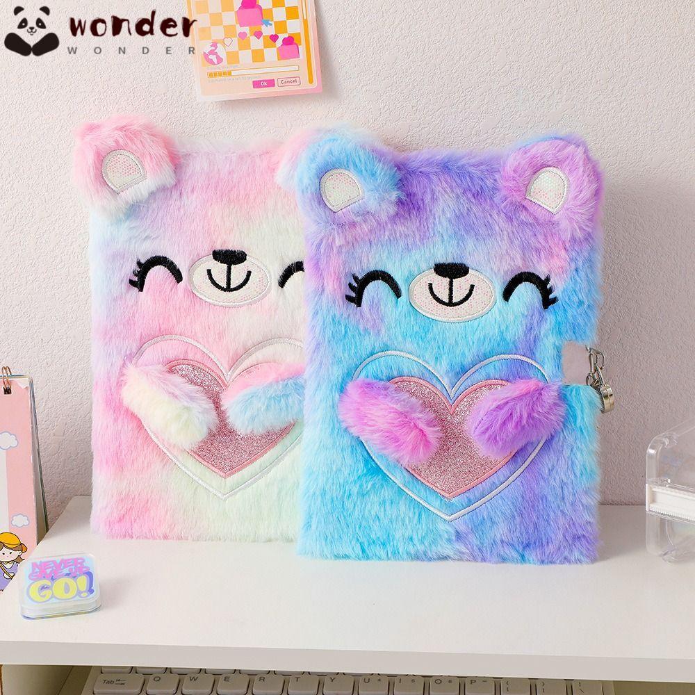 WONDER หนังสือรหัสผ่านการ์ตูนอุปกรณ์สํานักงานโรงเรียนพร้อมล็อคเครื่องเขียนตุ๊กตา Tie-ย้อม Hand Accou