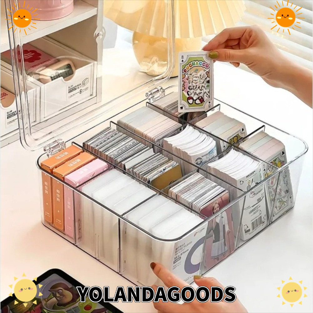 YOLANDAGOODS1 กล่องเก็บของอะคริลิค,กล่องแสดงฝาครอบกันฝุ่นโปร่งใส,อเนกประสงค์ 2/8/9/12 กริดพร้อมฝาปิดกล่องเก็บของตั้งโต๊ะความจุขนาดใหญ่คอลเลกชันการ์ดเกม