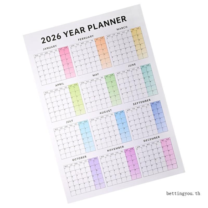 ʚɞ* 2026 ปฏิทินติดผนัง รายปี นักวางแผน วันที่ 2026 เต็มปีดูปฏิทิน