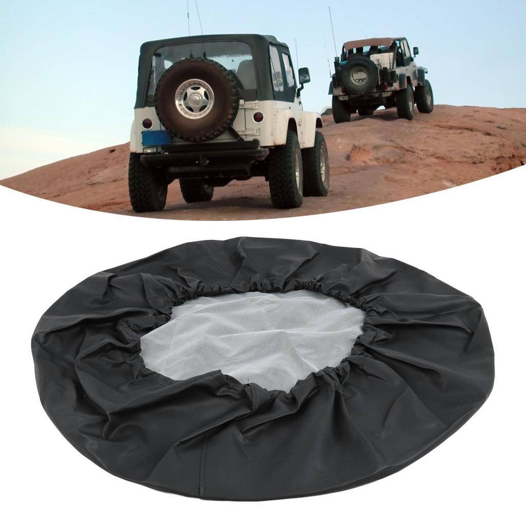 Wowowi 15 นิ้วฝาครอบป้องกันยางสีดํายางอะไหล่หนัง PVC สําหรับ 235/65R16 225/65R17 235/70R16