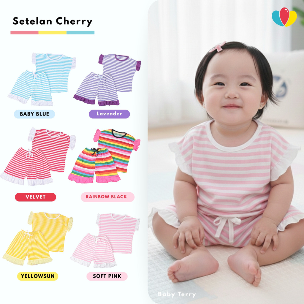 Cherry Suit size 2 - 4 Years / Girls Suit Daily Playsuit Girls Motif Daily Suit Import 2 3 4 Years a