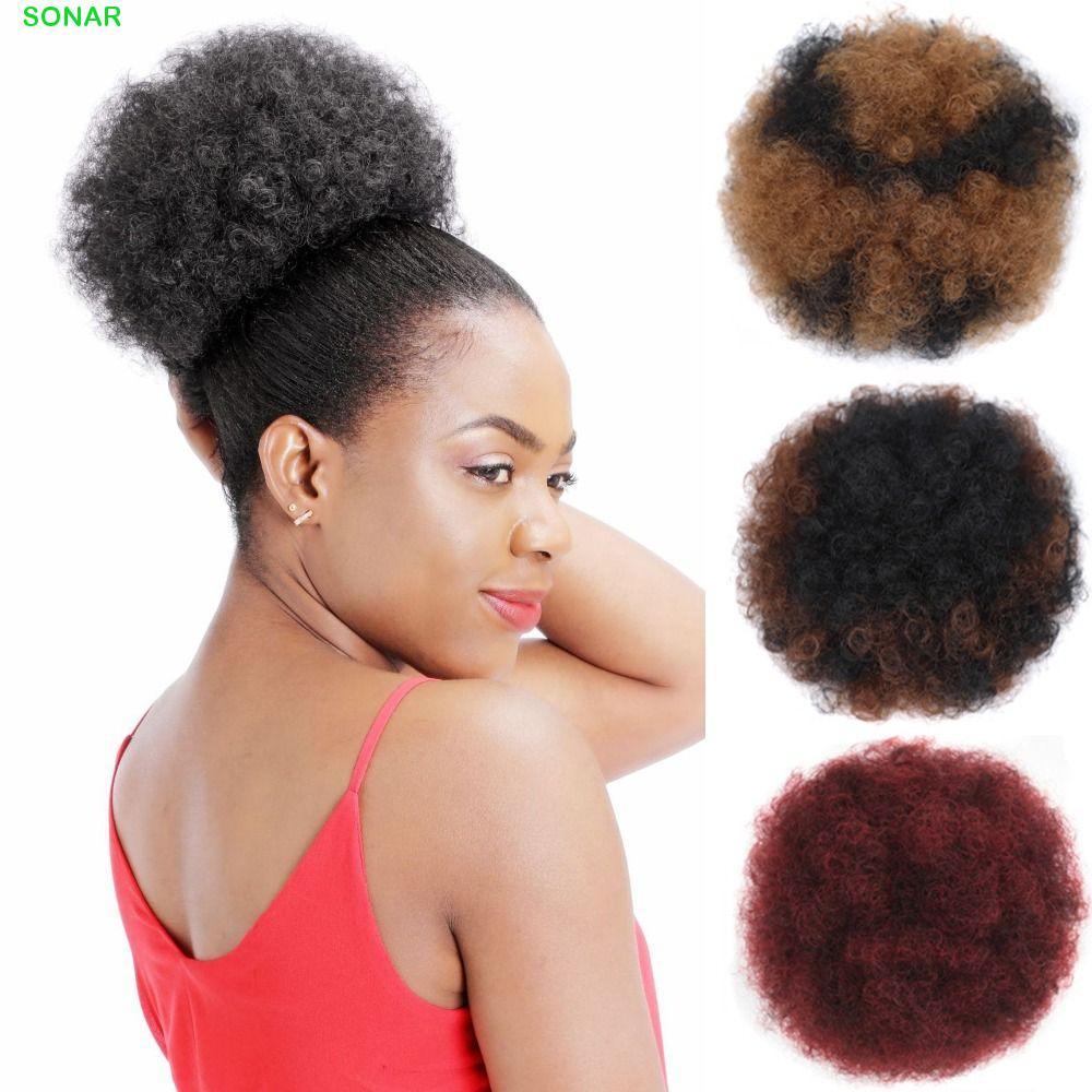 หางม้า kinky curly afro สังเคราะห์ สำหรับทำทรงผม messy bun และ updo แบบธรรมชาติ