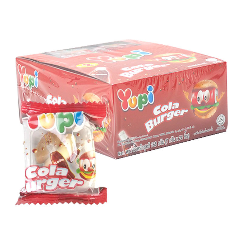 ยูปี้ กัมมี่ เยลลี่โคล่าเบอร์เกอร์ 7 ก. 24 ชิ้น (YUPI Gummy Cola Burger 7 g 24 pcs)