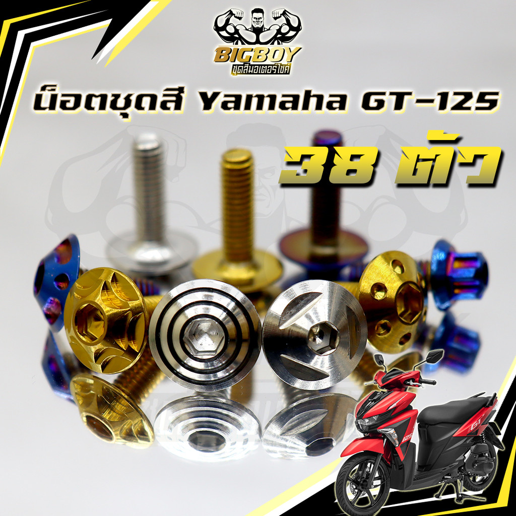 น็อตชุดสีGT125 (1ชุด38) น็อตชุดสีGT 125 จีที125 น็อตเฟรมGT125 น็อตจีที125 น็อตGT125 น็อสแตนเลส Bigbo
