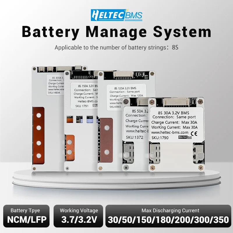 Heltecbms lifepo4 bms 24v 6s 7s 8s li ion balance 18650/21700 30A 60A 80A 120A 200A 300A 350A แบตเตอ