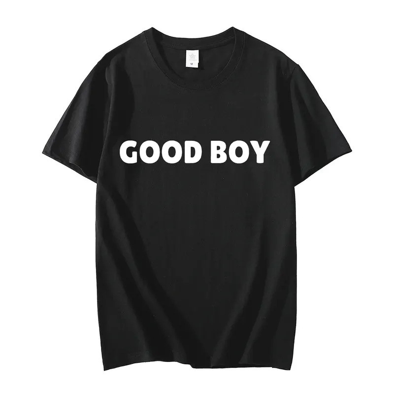 เสื้อยืดลายมีมสุดฮา Good Boy สำหรับผู้ชาย เสื้อยืดแขนสั้นลายข้อความเสียดสีน่ารัก แฟชั่นลำลอง เสื้อยืดโอเวอร์ไซส์ สตรีทแว