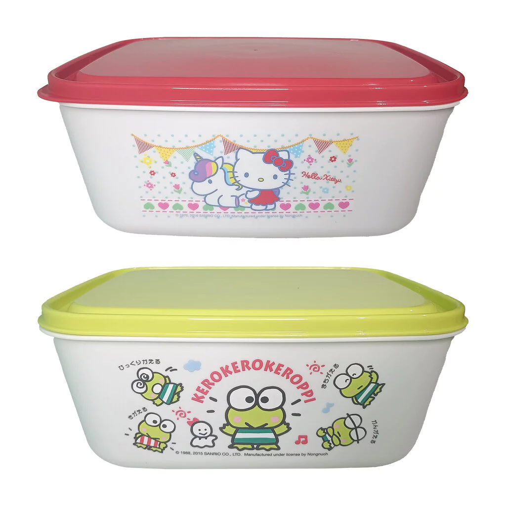 Box PE Size L Sanrio Storage Hello Kitty Keroppi กล่องเก็บของขนาดใหญ่สีขาว ลายการ์ตูนซานริโอ