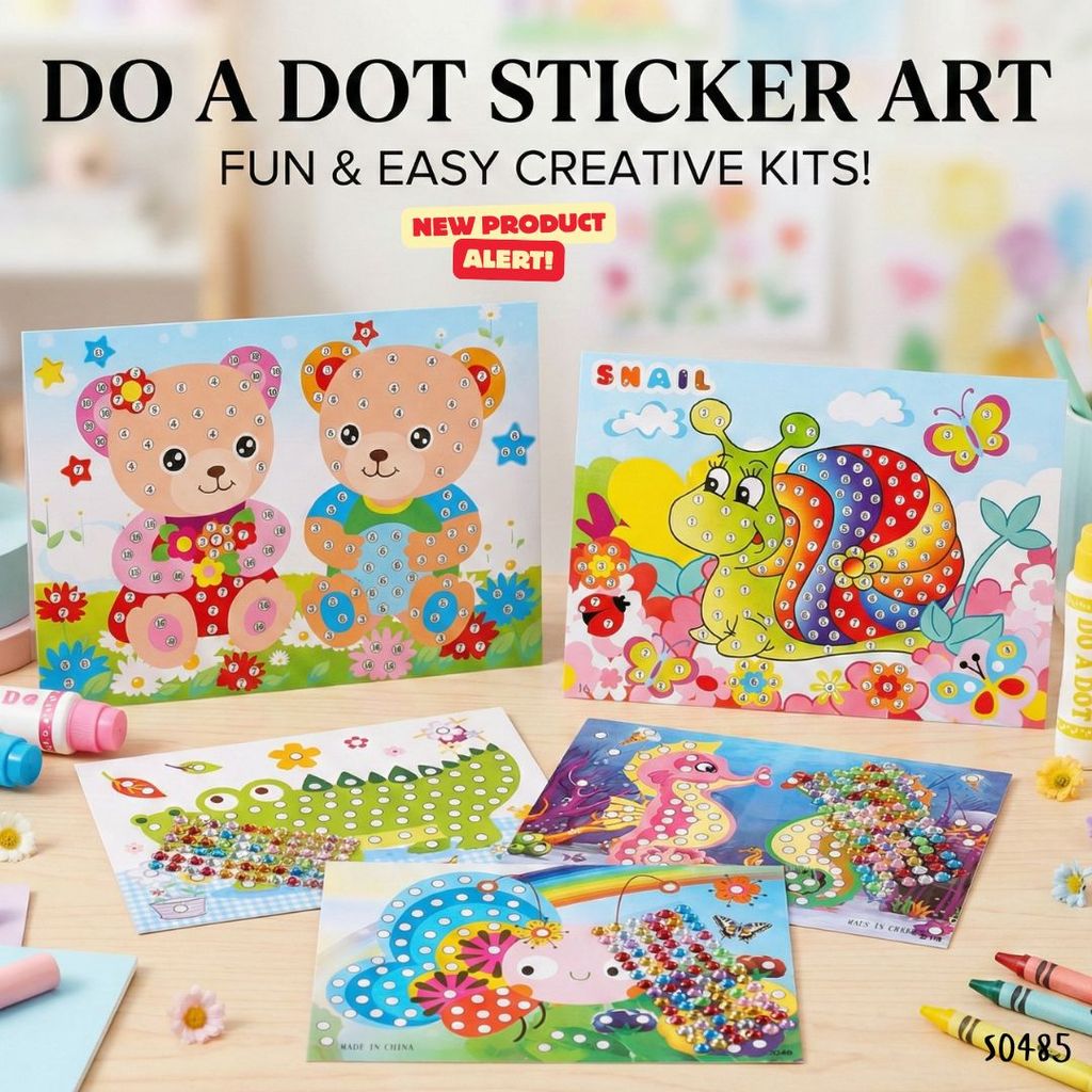 S0485 สติ๊กเกอร์ แต่งภาพ DIY Do a Dot ลายการ์ตูน สติ๊กเกอร์เพชร สุ่มลาย ฝึกสมาธิ สำหรับเด็ก